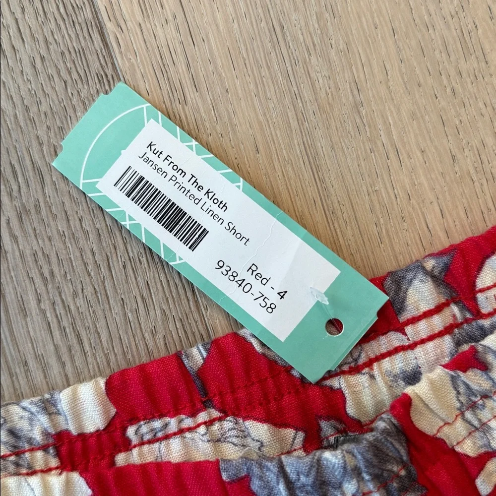 Stitch Fix KUT from the Kloth Jansen Printed Linen Shorts Red Floral Size 4 NWT - Picture 2 of 5